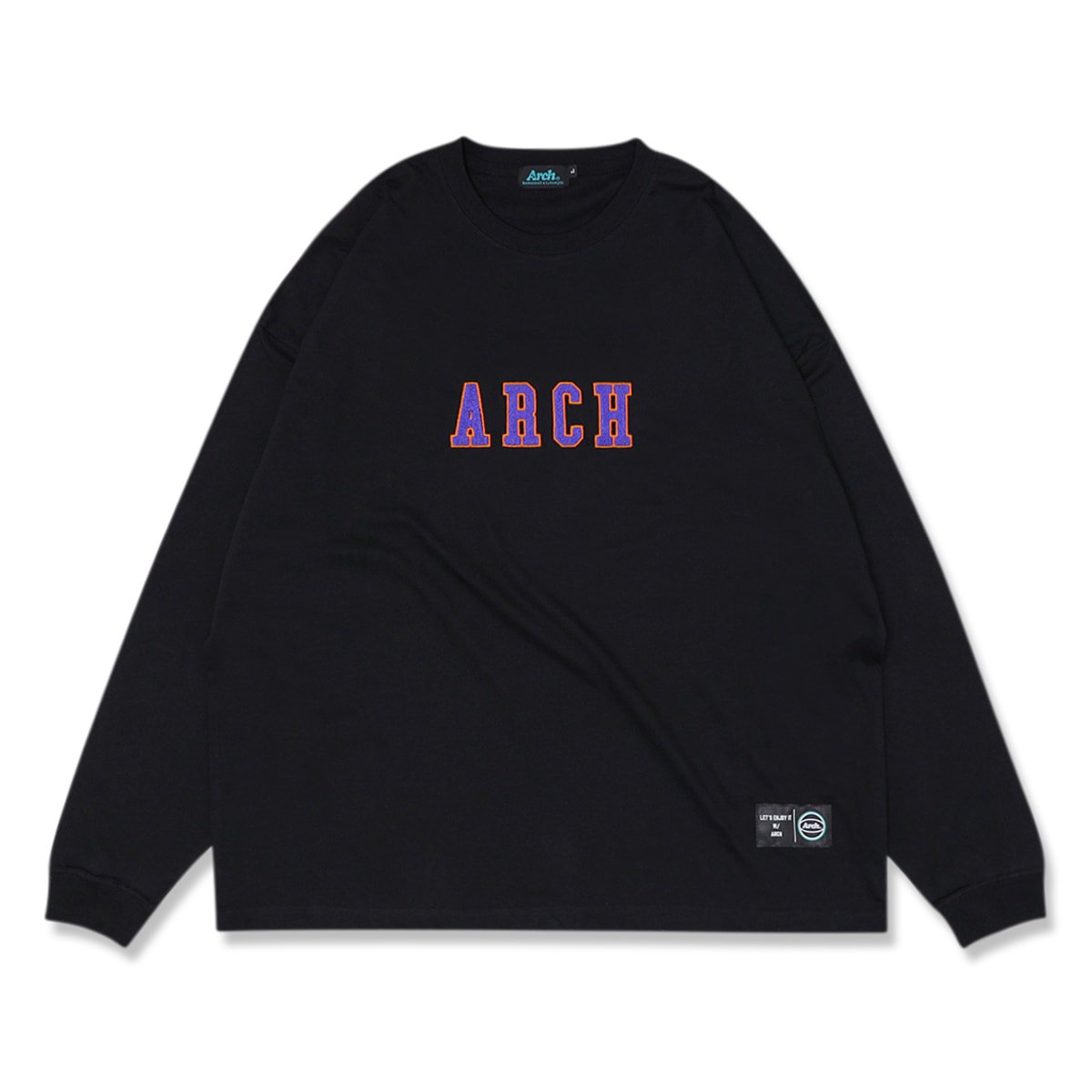 vertical embroidered wide L/S teeblack
