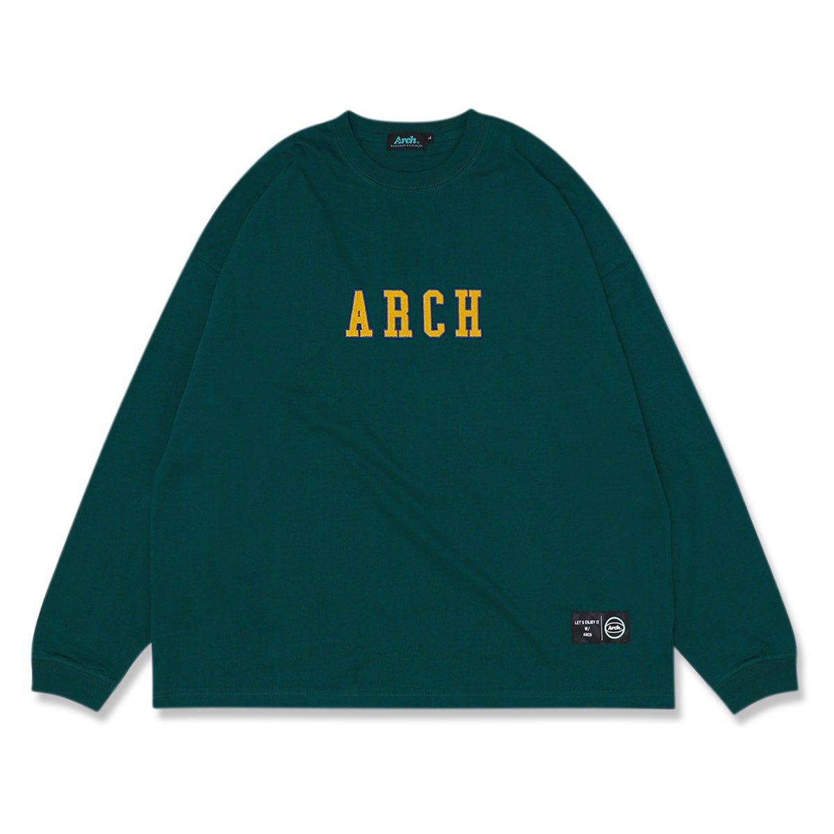 vertical embroidered wide L/S tee【teal】