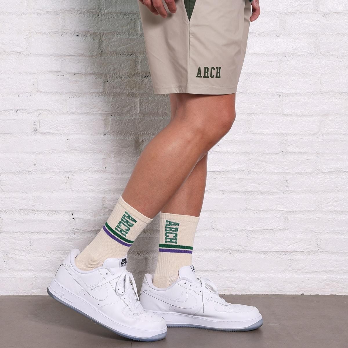 drop line crew mid. socks【vanilla/green】 - Arch ☆ アーチ