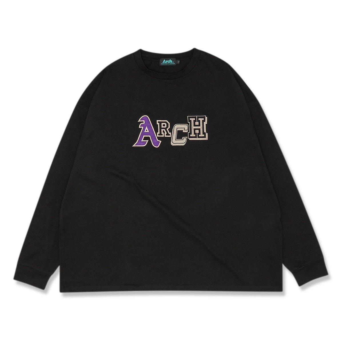 multi fonts embroidered wide L/S tee【black】 - Arch ☆ アーチ