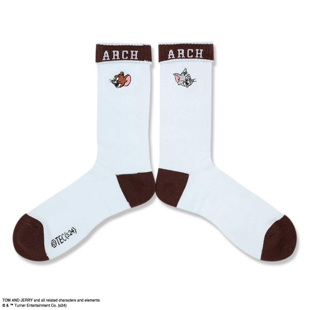 TOM and JERRY | Arch smile crew mid. socks【white/brown】 - Arch ☆ アーチ [ バスケットボール＆ライフスタイルウェア Basketball&Lifestyle wear]