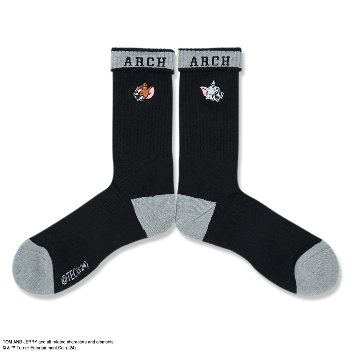 TOM and JERRY | Arch smile crew mid. socksblack/gray