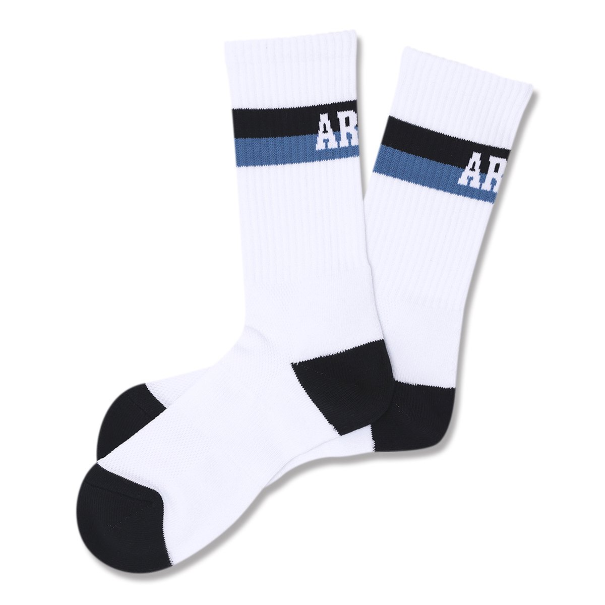 bi-color crew mid. sockswhite/blue