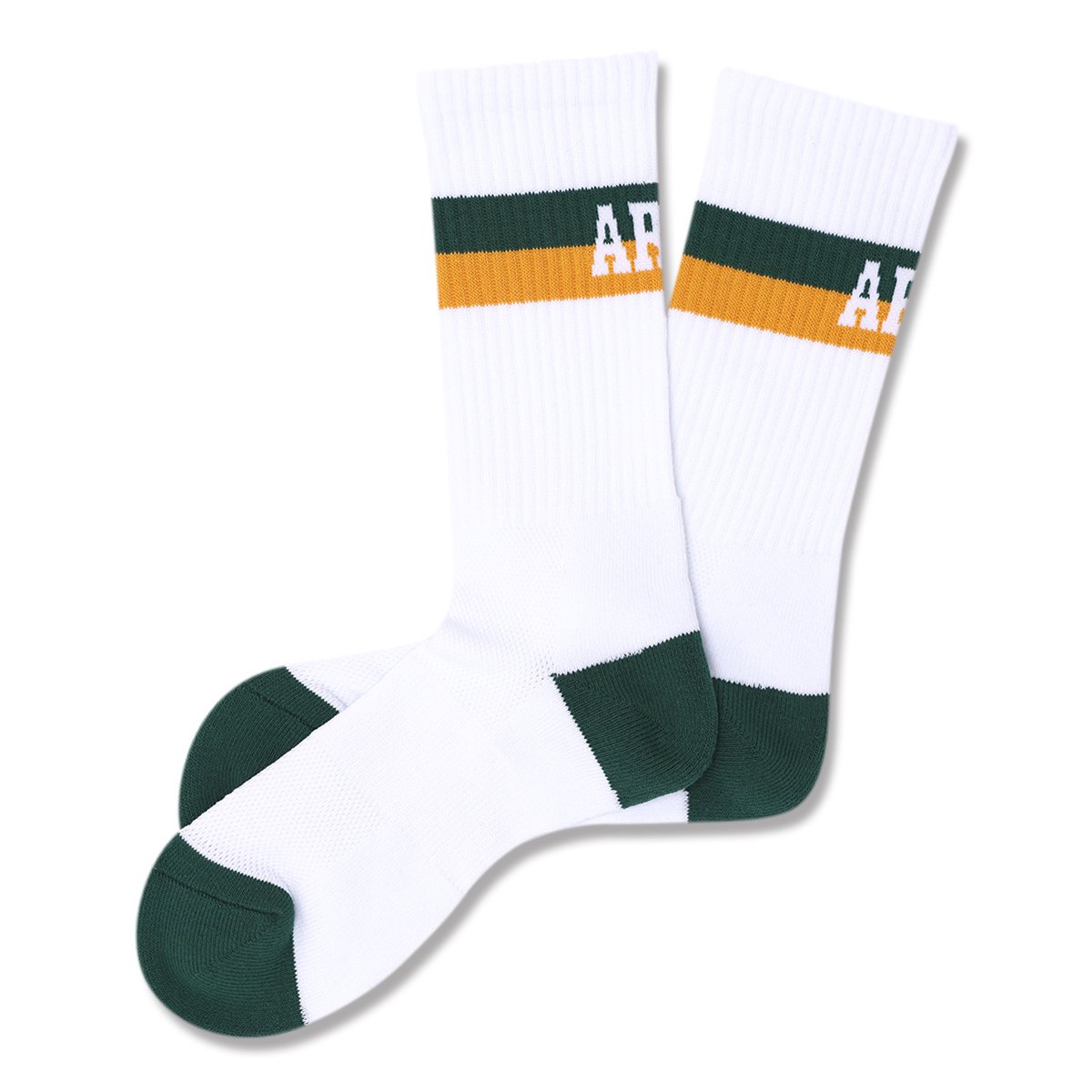 bi-color crew mid. sockswhite/viridian