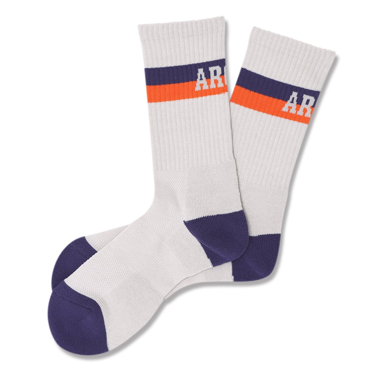 bi-color crew mid. sockspale gray/purple