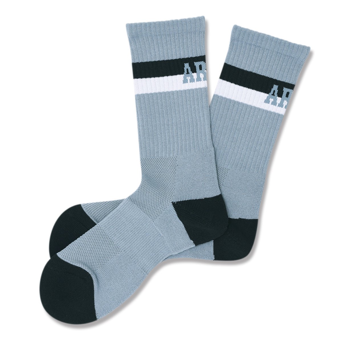 bi-color crew mid. socksstone blue/black