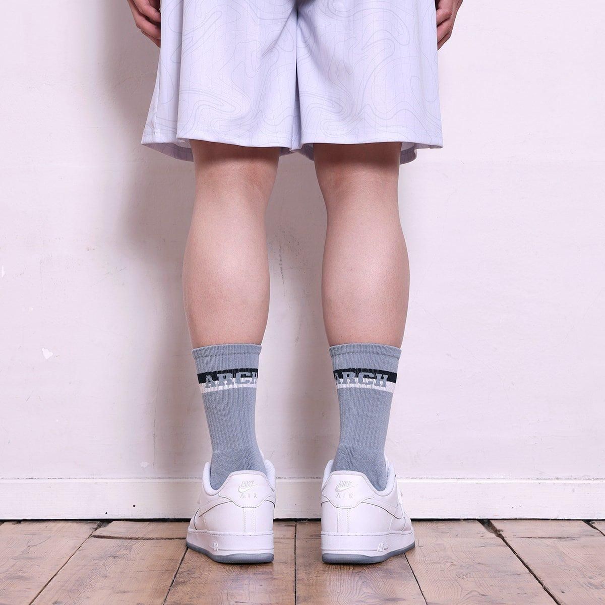 bi-color crew mid. socks【stone blue/black】 - Arch ☆ アーチ
