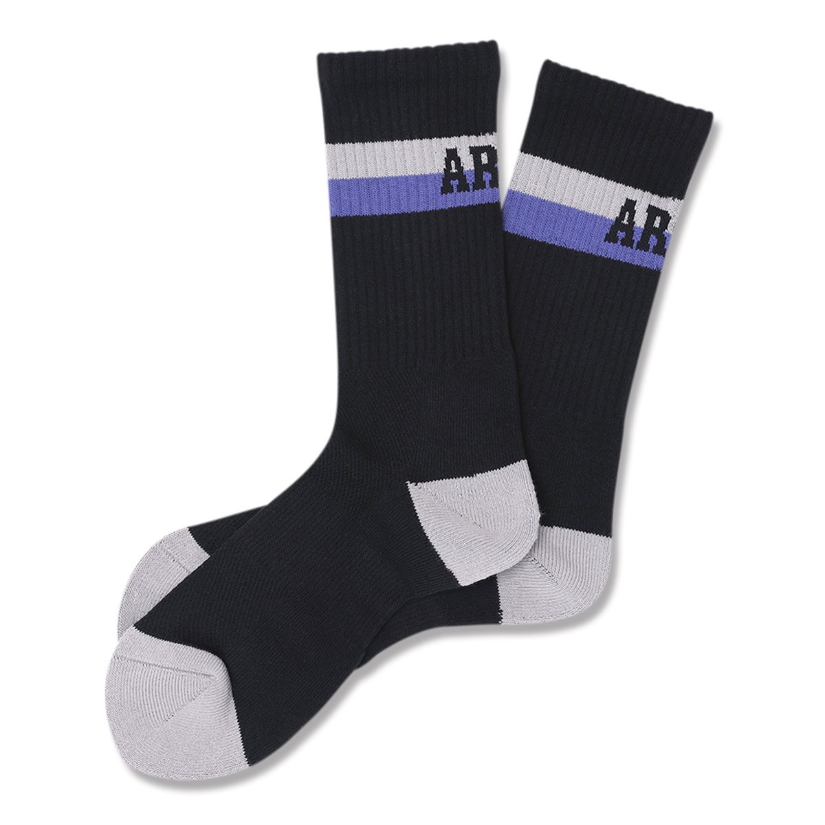 bi-color crew mid. socksblack/silver gray