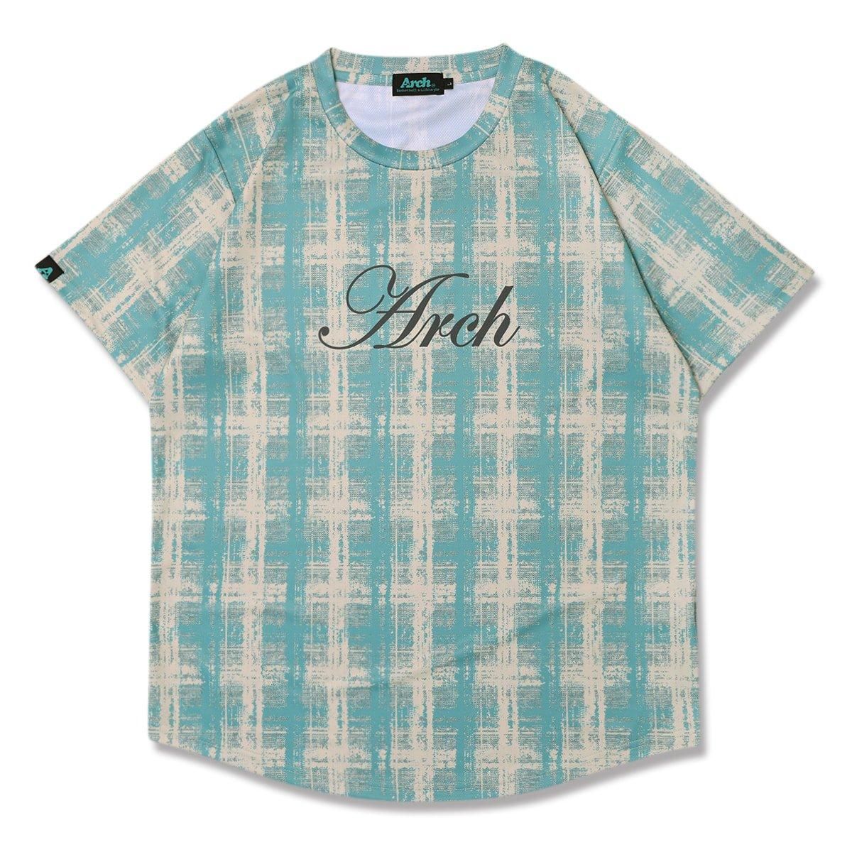 cursive logo plaid tee [DRY]nile blue/off white