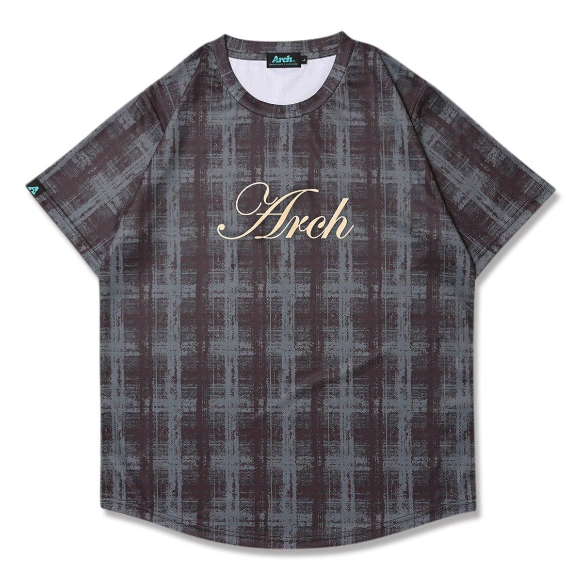 cursive logo plaid tee [DRY]dark brown/gray