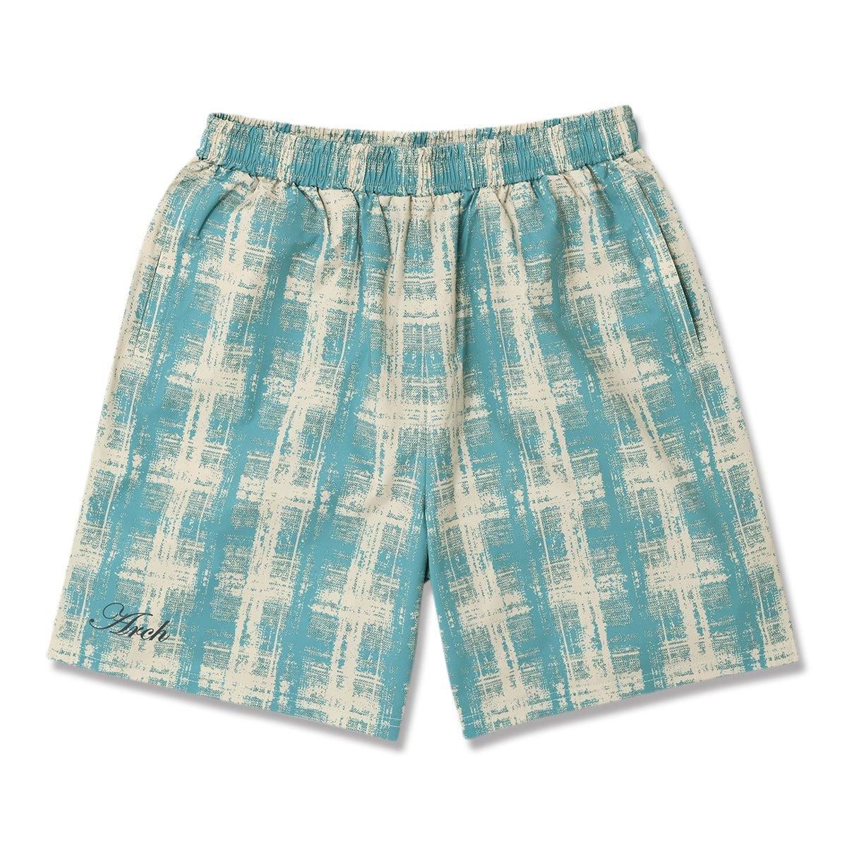 cursive logo plaid shortsnile blue/off white