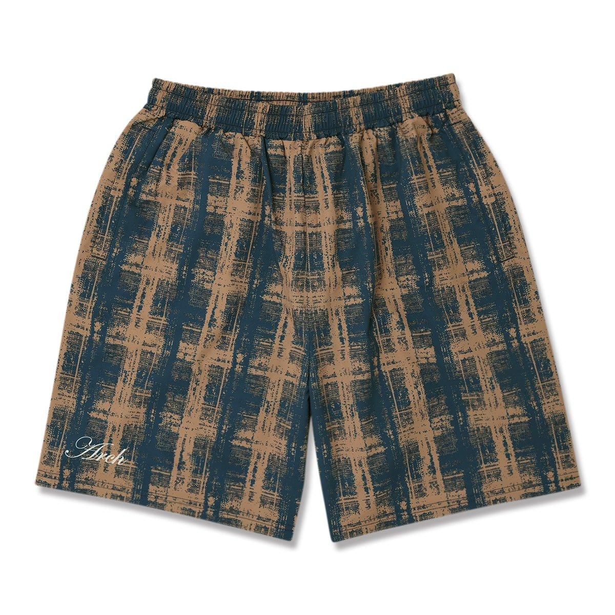 cursive logo plaid shortsnavy/latte