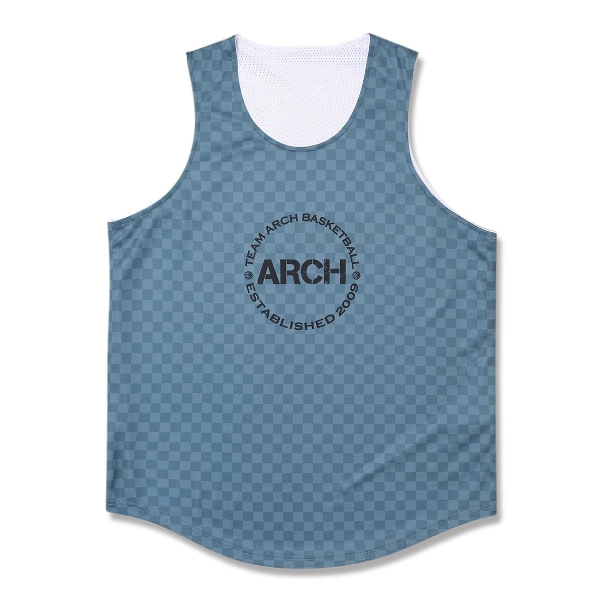 checkered rev. tank [DRY]【stone blue/white】 - Arch