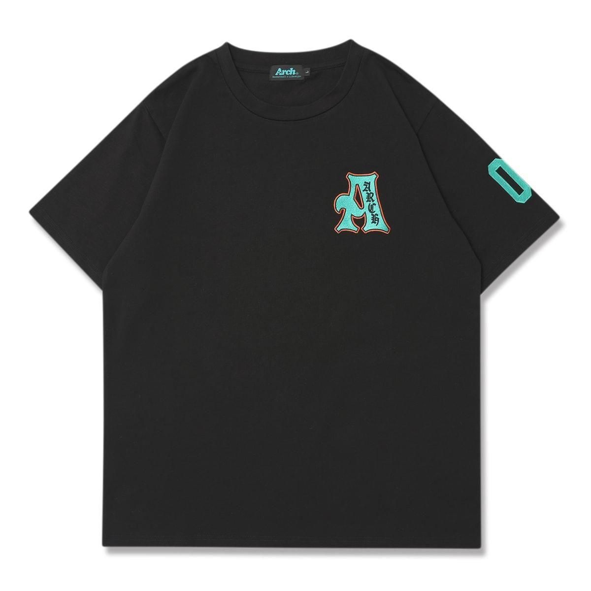 vintage A embroidered tee【black】 - Arch ☆ アーチ