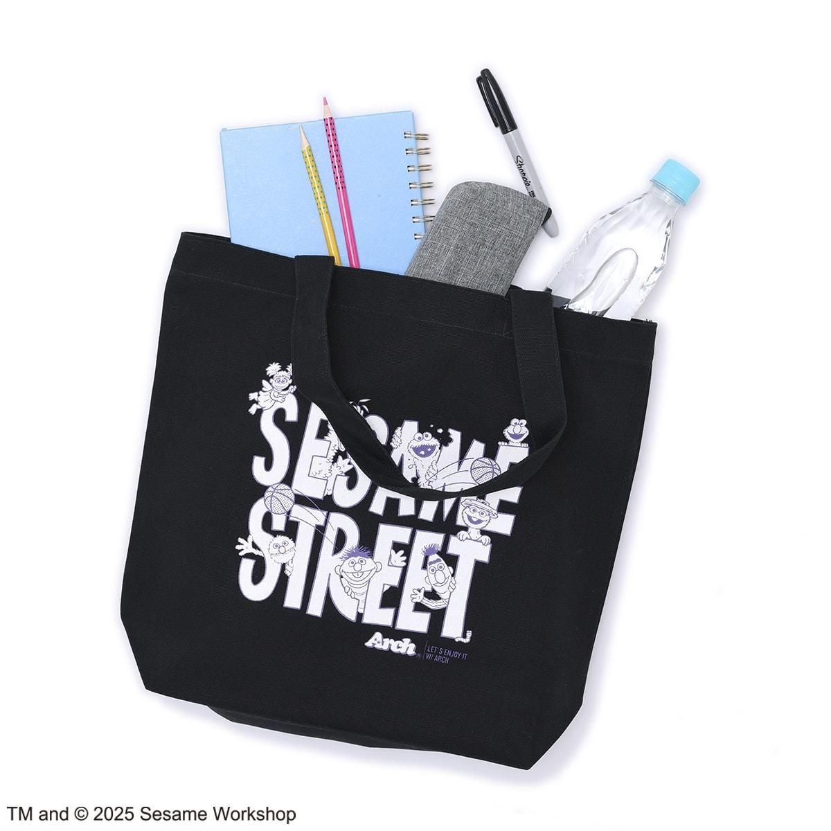 SESAME STREET meets Arch let's hang out tote bag【black