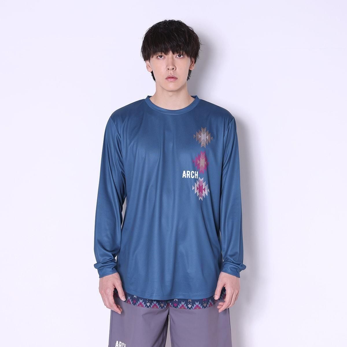 native pattern L/S tee [DRY]【steel blue】 - Arch ☆ アーチ