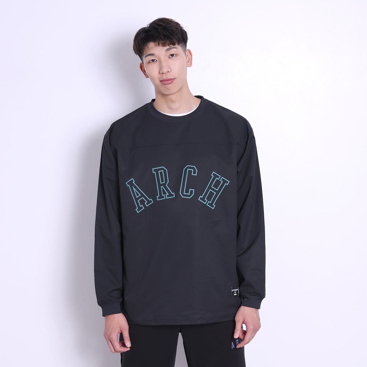 college logo wind crewneck shirt【black】 - Arch ☆ アーチ