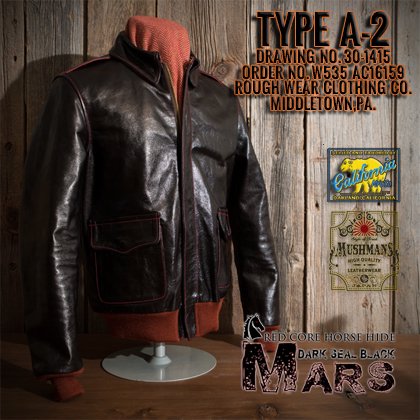 Type A-2各種 【RED CORE HORSE HIDE Dark Seal Black 