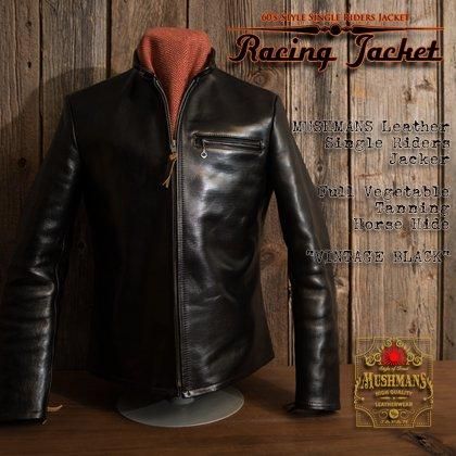 MUSHMANS⭐︎40 マッシュマンズ ライダースジャケット 馬革 ホースハイド 最終入荷！]Single Riders Jacket 【RACING JACKET】 MUSHMANS