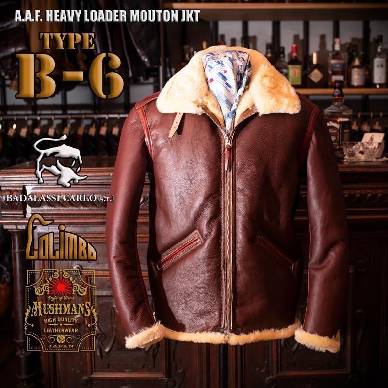 A.A.F. MOUTON JACKET Type B-6 Ver.1 with RED BROWN Mouton-BADALASSI Leather 