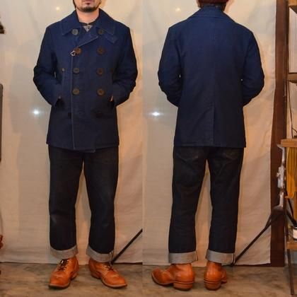 TYPE INDIGO PEA COAT INDIGO JUNGLE CLOTH[SC13424H