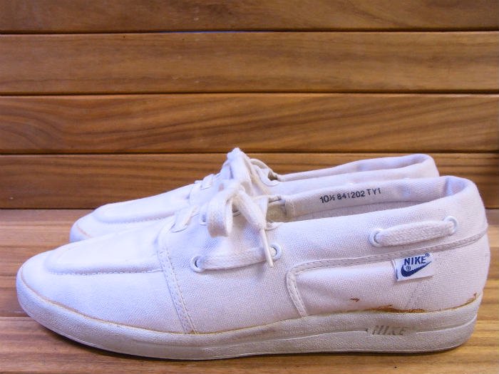 NIKE,MADE IN KOREA,80s,deck shoes,OX,WHITE,CVS,US10.5,USED,vintage