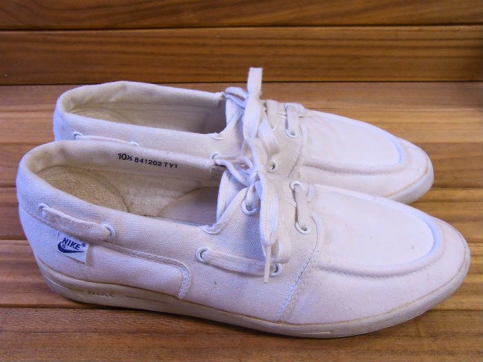 NIKE,MADE IN KOREA,80s,deck shoes,OX,WHITE,CVS,US10.5,USED,vintage