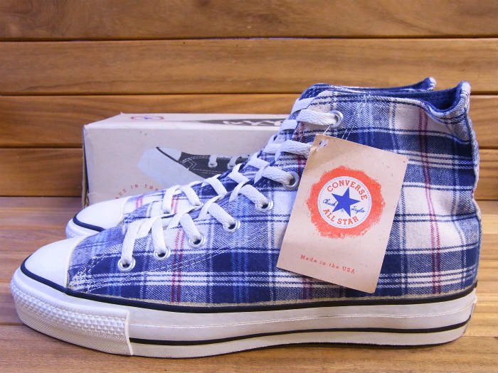 Converse,90s,MADE IN USA,ALL STAR,Hi,FLANNEL,PLAID,US11,DEAD STOCK!!