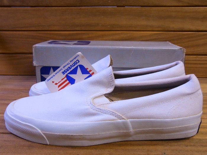 Converse,80s,MADE IN USA,SKID GRIP,SLIP-ON,CANVAS,WHITE,US11.5,DEAD STOCK!!