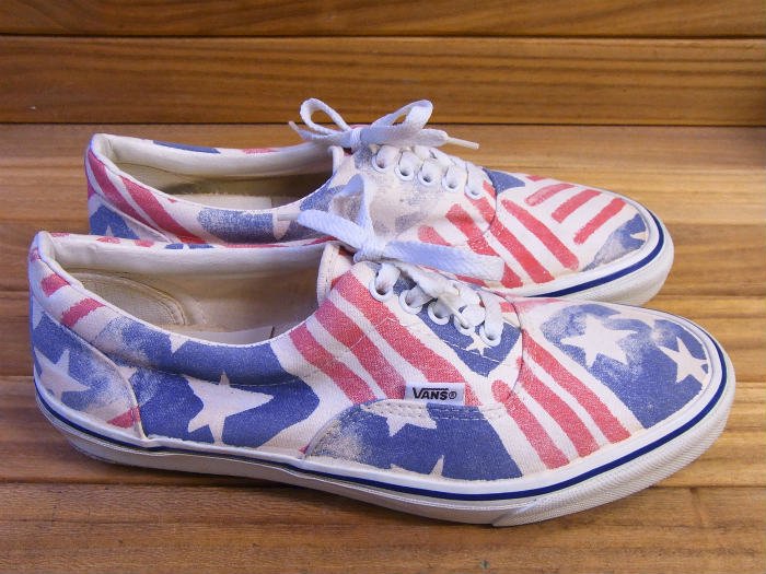 VANS,80s,MADE IN USA,ERA,USA FLAG,CANVAS,US11.5,USED