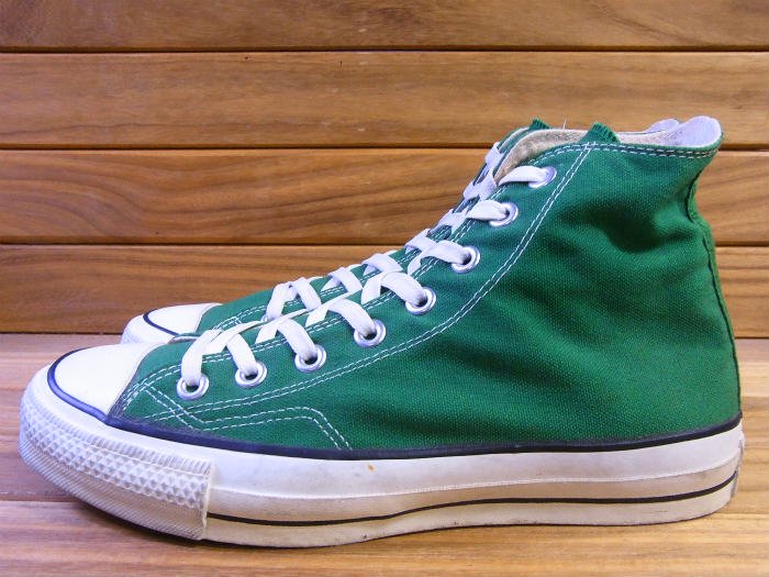 CONVERSE.MADE IN USA,80s,ALL STAR,Hi-top,GREEN,US8,USED,オールドスニーカーズ