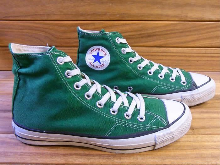 CONVERSE.MADE IN USA,80s,ALL STAR,Hi-top,GREEN,US8,USED,オールド ...