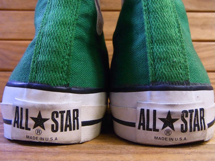 CONVERSE.MADE IN USA,80s,ALL STAR,Hi-top,GREEN,US8,USED,オールド