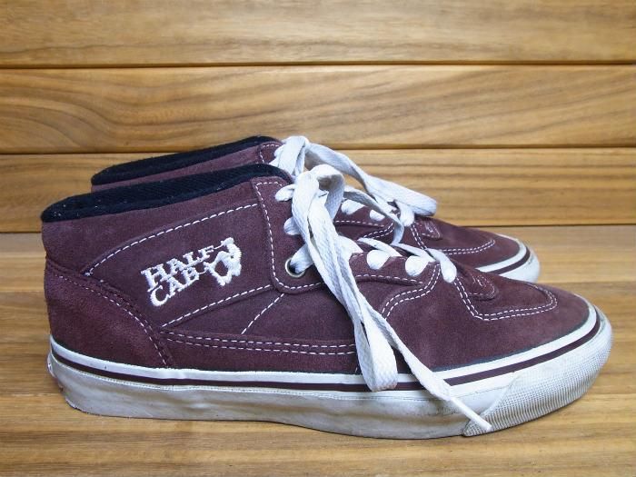 VANS,90s,MADE IN USA,HALF CAB,WINE,SUEDE LEATHER,US5,USED