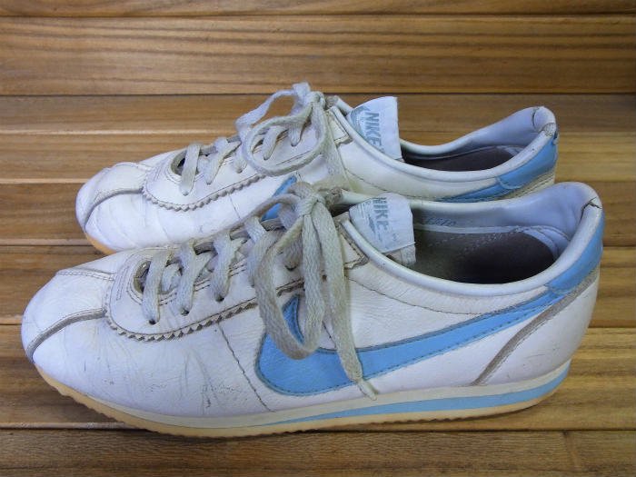 NIKE,80s,MADE IN USA,CORTEZ,LEATHER ,WHITE BLUE,USW8,USED