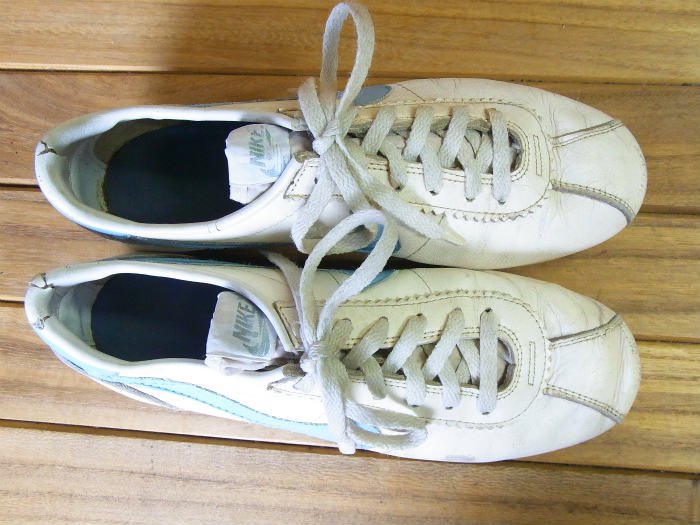 NIKE,80s,MADE IN USA,CORTEZ,LEATHER ,WHITE BLUE,USW8,USED