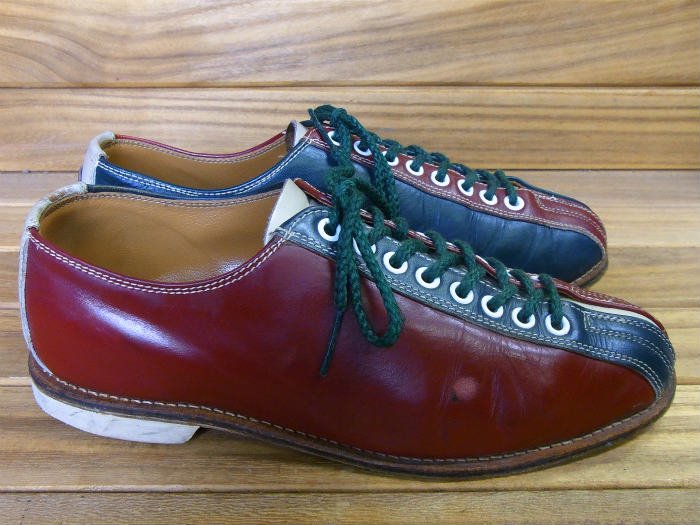 Brunswick.MADE IN USA?,80s,BOWLING SHOES,RED GREEN,US8,USED,オールドスニーカーズ