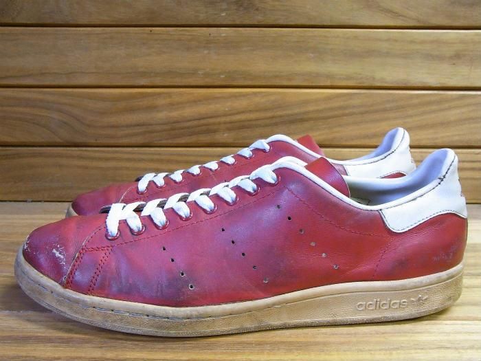 adidas,80s,MADE IN USA,STAN SMITH, FOOT LOCKER,RED/WHITE,US10.5,USED