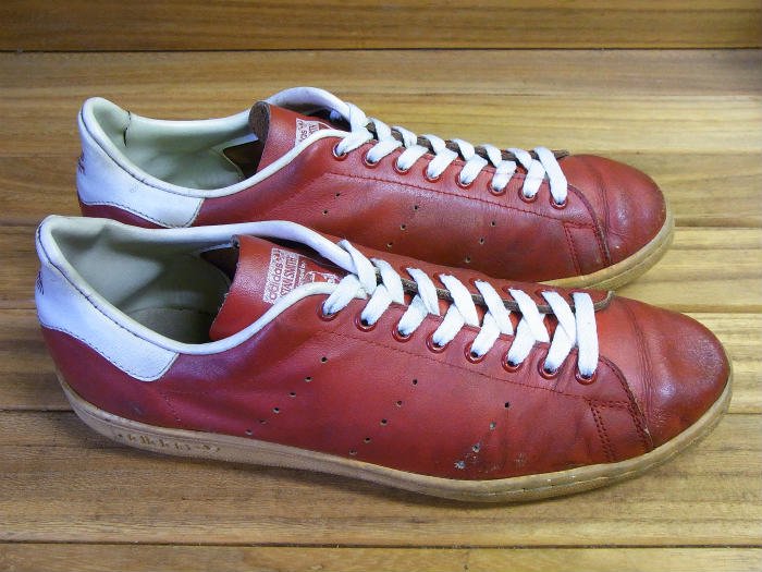 adidas,80s,MADE IN USA,STAN SMITH, FOOT LOCKER,RED/WHITE,US10.5,USED