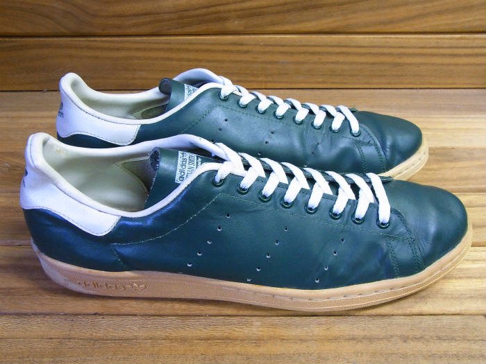 adidas,80s,MADE IN USA,STAN SMITH, FOOT LOCKER,GREEN/WHITE,US11,USED