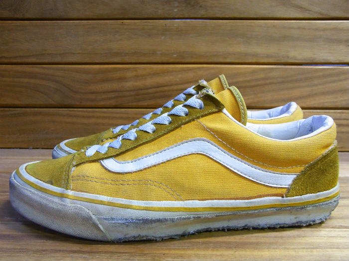 VANS,80s,MADE IN USA,OLD SKOOL,JAZZ,CANVAS ,YELLOW,US8.5,USED