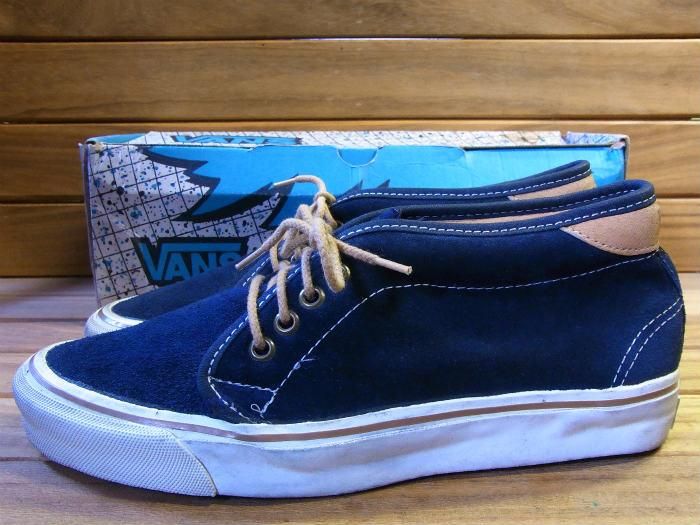 VANS,80s,MADE IN USA,CHUKKA BOOTS,NAVY,SUEDE,US9,DEAD STOCK!!