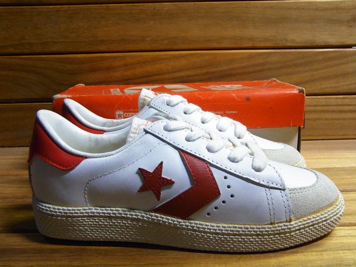 Converse,MADE IN KOREA,ALL STAR BASKET BALL,WHITE/RED,LEATHER OX,US1.5,DEAD  STOCK!!