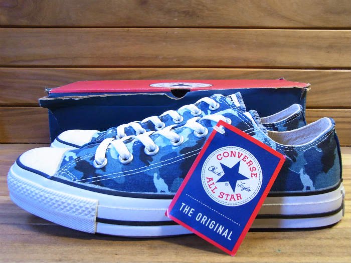 Converse,90s,MADE IN USA,ALL STAR,BLUE CAMOUFLAGE,OX,CANVAS ,US8,DEAD  STOCK!!