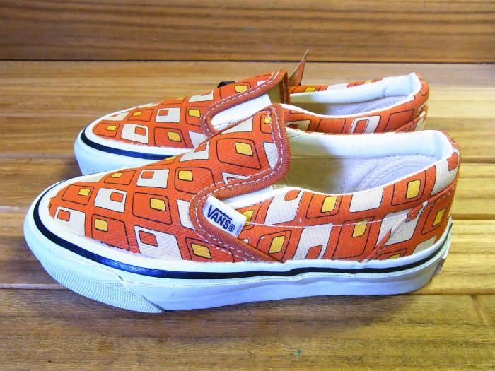 VANS,90s,MADE IN USA,SLIP ON,PUMPKIN RETRO RECTANGLE,CANVAS