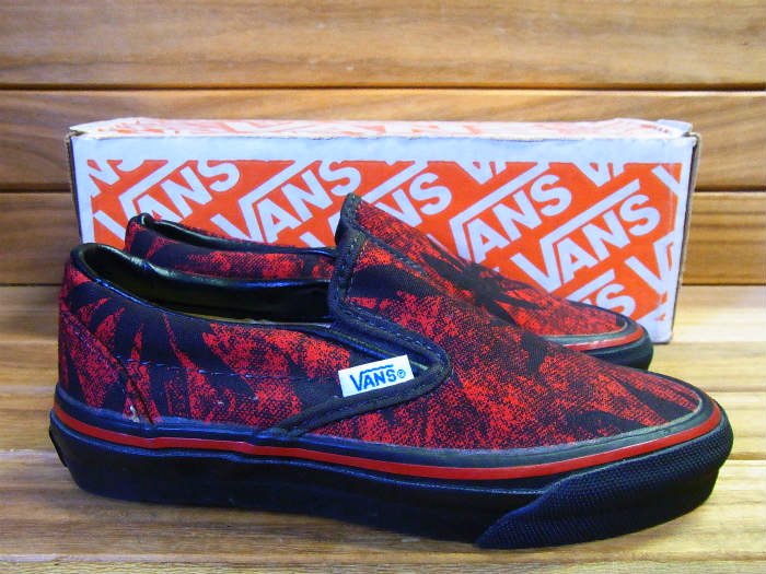 VANS,80s,MADE IN USA,SLIP ON,HEMP,CANVAS,RED,US4,DEAD STOCK!!