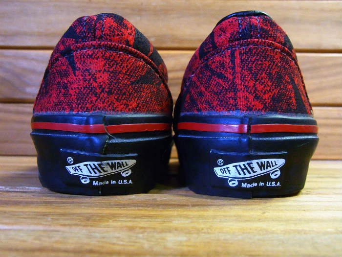 VANS,80s,MADE IN USA,SLIP ON,HEMP,CANVAS,RED,US4,DEAD STOCK!!