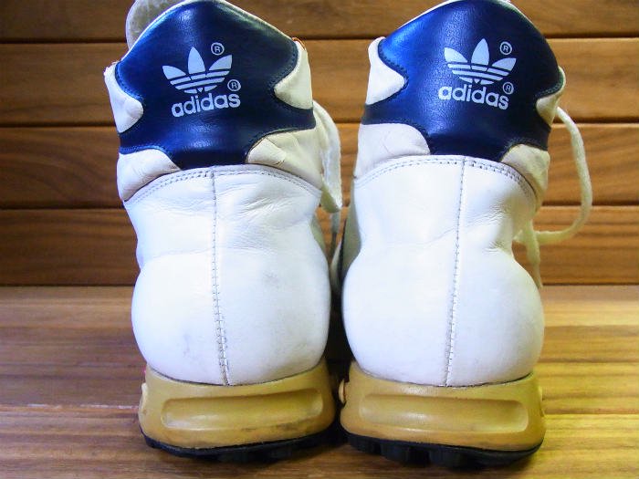 adidas,80s,MADE IN YUGOSLAVIA,JOGGING HIGH 2,WHITE NAVY,LEATHER,US9.5,USED