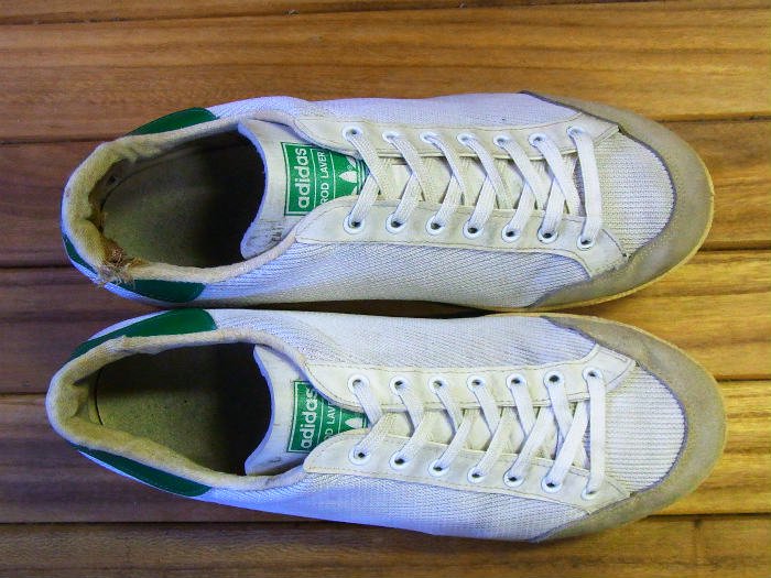 adidas,70s,MADE IN FRANCE,ROD LAVER,WHITE,GREEN,MESH ,UK9,USED