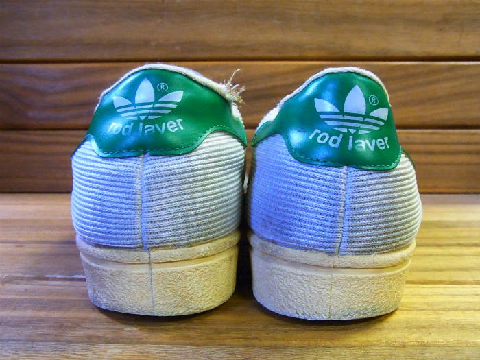 adidas,70s,MADE IN FRANCE,ROD LAVER,WHITE,GREEN,MESH ,UK9,USED